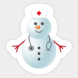 Nurse Snowman Christmas Sticker